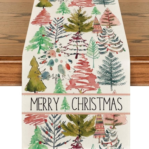 Artoid Mode Xmas Trees Boho Merry Christmas Table Runner 13 x 36 Inches - Picture 1 of 4